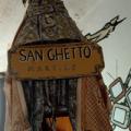 Particolare del volto di San Ghetto, deturpato dall